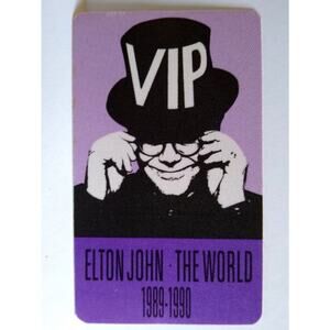 Elton John Backstage Pass Original Vintage 1989 - 1990 The World Tour Purple VIP